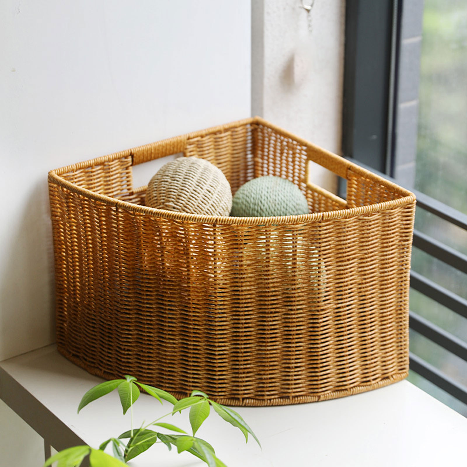 Woven Basket Set - Cesto portaoggetti angolare in tessuto, organizer