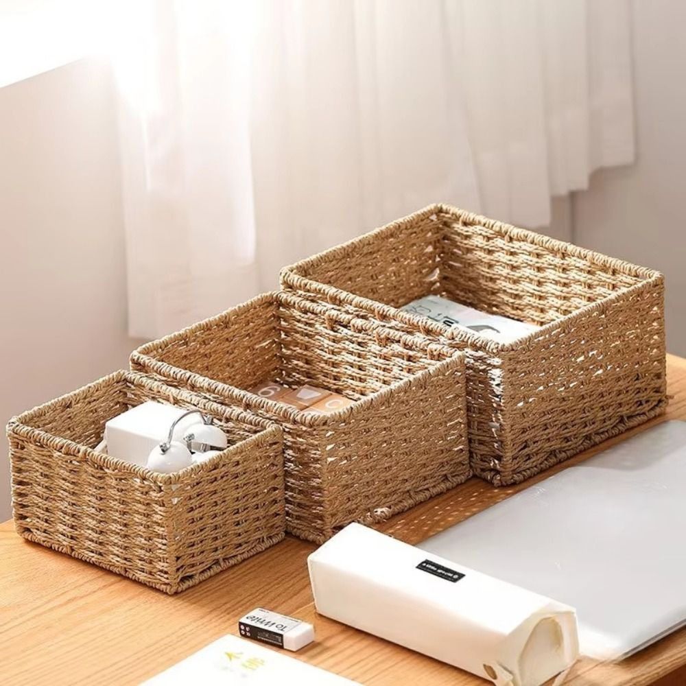 Woven Basket Set - Cesto portaoggetti portatile di grande capacità,